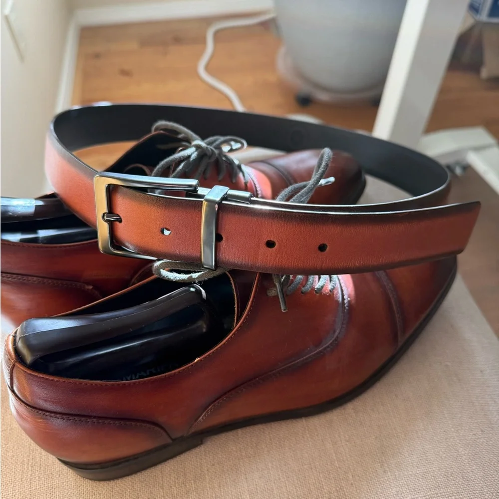 Men's Leather Cap-Toe Oxfords Chamaripa- height shoes with matching belt